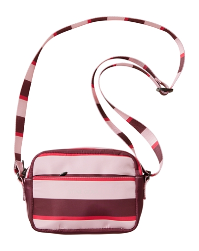 Stine Goya - Small Crossbody Taske - Burgundy and Pink Stripes